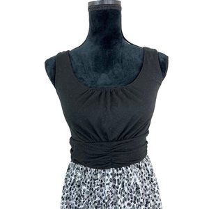 Faded Glory Dress. Black, Gray, and White. Black Bodice with Animal Print